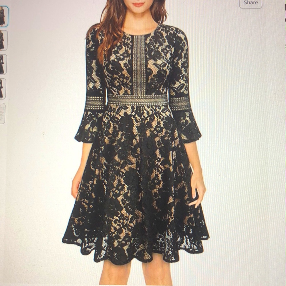 Black and Nude Lace Dress